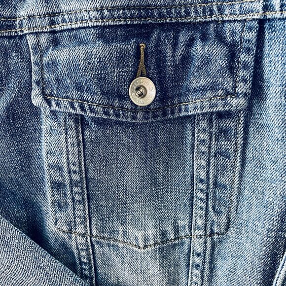 G by Guess Men's Denim Trucker Jacket - Layered Jersey Hood - Flap Pockets - XXL - Picture 4 of 16